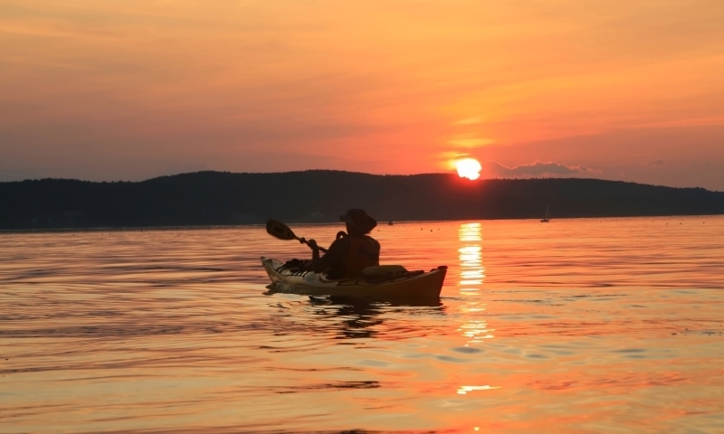 Kayaking Kayak Frenchman Bay Bar Harbor Maine Sunset