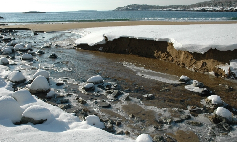 Sand Beach Acadia National Park Maine Winter