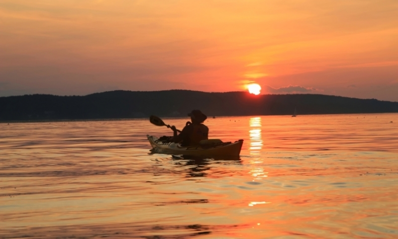 Kayaking Kayak Frenchman Bay Bar Harbor Maine Sunset